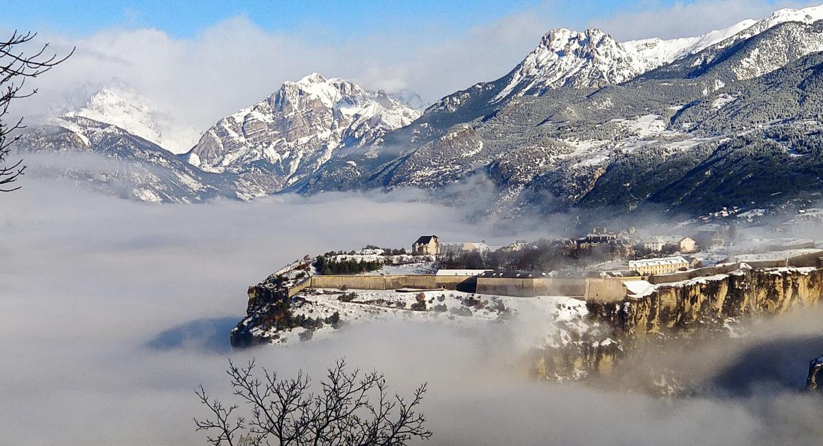 View from the chalet over the ecrin massive and Mont Dauphin