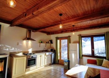 Kitchen and livingroom with cosy pellet stove
